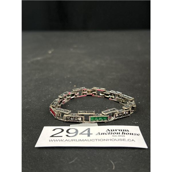 Vintage w/ Small MultiColor Stones Links Bracelet