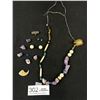 Image 1 : Vintage Native Bead Necklace for Repair Amethyst Jade + Claw