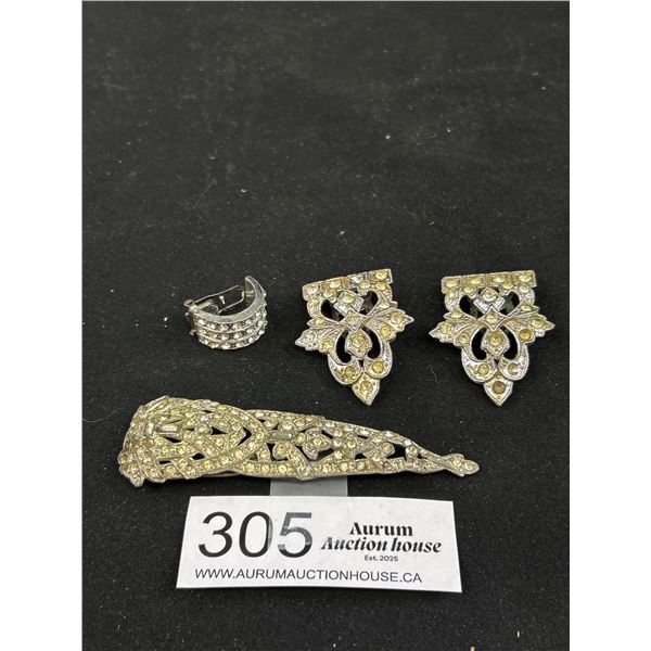 Fabulous! Antique Art Deco Rhinest Dress Clips