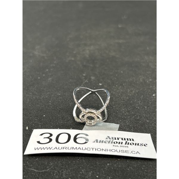 Marked .925 Gem Set Sterling Scarf Ring