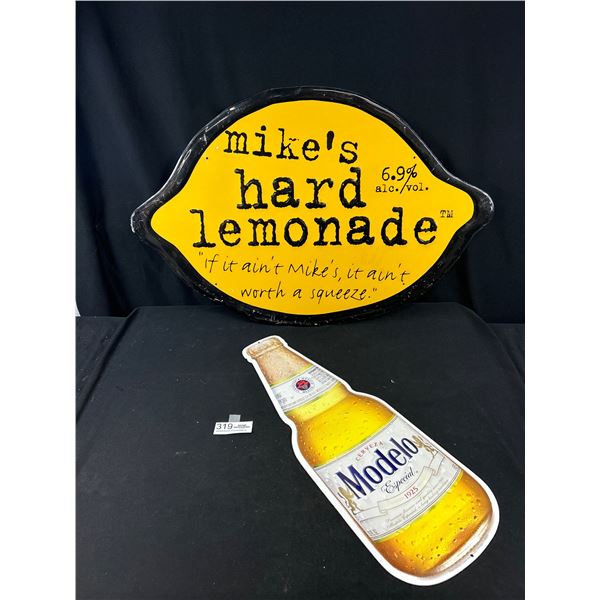 Mikes Hard Lemonade and Modella Tin Signs, 29" Wide NO SHIIPPING