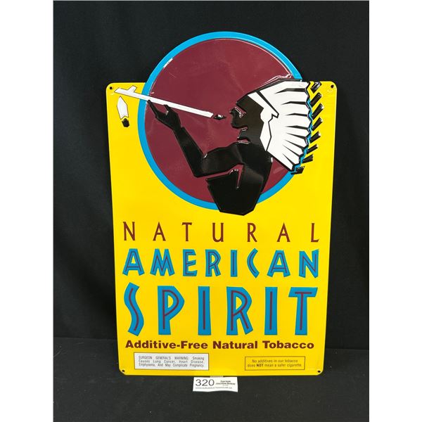 19" x 12" Natural American Spirit Tobaco Tin Sign, Great Shape Nice Graphics