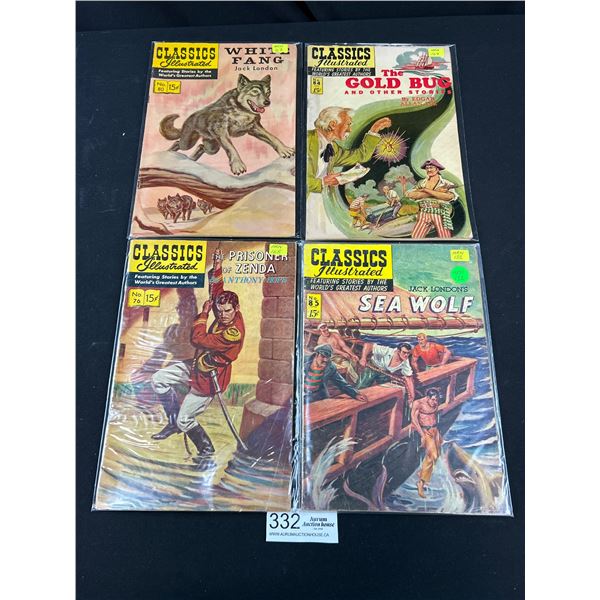Lot of 4 Vintage Classics Illustrated 15 Cent Comics