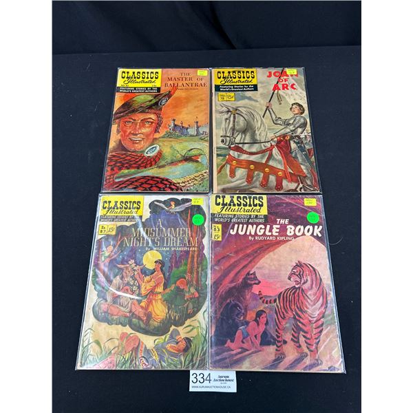 Lot of 4 Vintage Classics Illustrated 15 Cent Comics