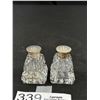 Image 2 : Lot of 4 Vintage Crystal/Glass Salt and Pepper Shakers w/ Sterling Silver Lids