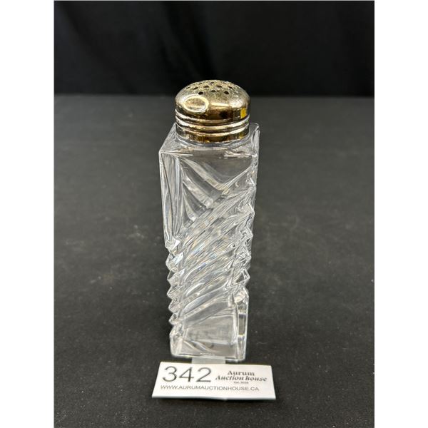 Vintage Crystal 6" Tall Perfume Bottle w/ Sterling Silver Cap
