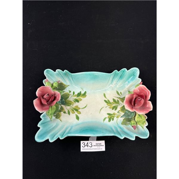 Very Pretty 11" Wide Porcelain Made in Italy 100-4 Flower Dish