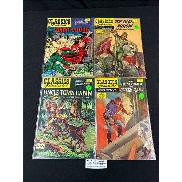 Lot of 4 Vintage Classics Illustrated 15 Cent Comics