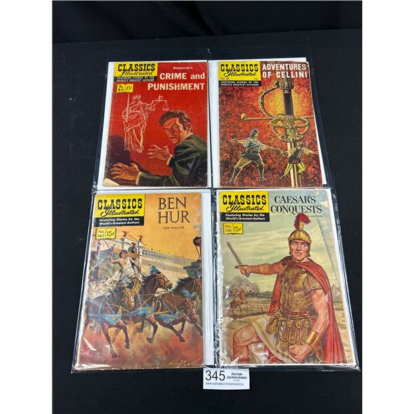 Lot of 4 Vintage Classics Illustrated 15 Cent Comics