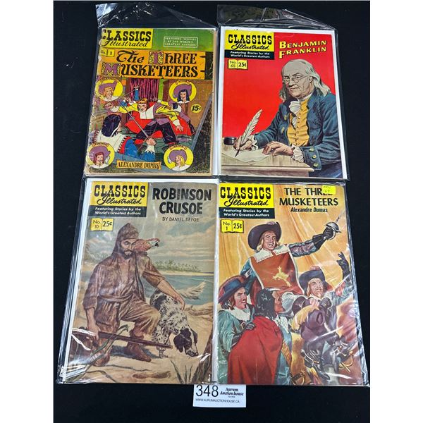 Lot of 4 Vintage Classics Illustrated 15 Cent Comics