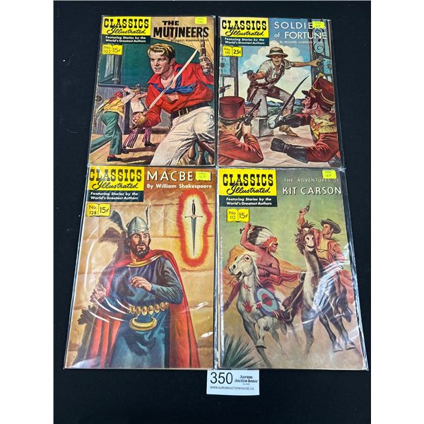 Lot of 4 Vintage Classics Illustrated 15 Cent Comics