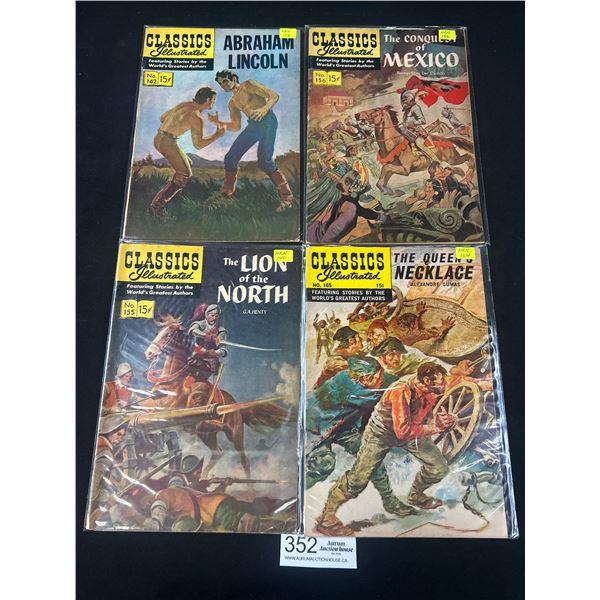 Lot of 4 Vintage Classics Illustrated 15 Cent Comics