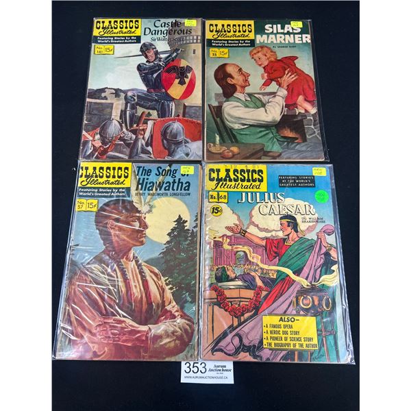 Lot of 4 Vintage Classics Illustrated 15 Cent Comics