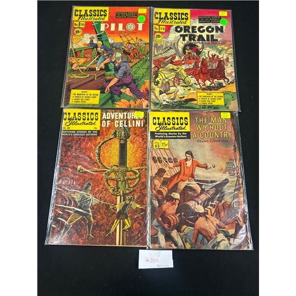 Lot of 4 Vintage Classics Illustrated 15 Cent Comics