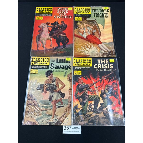 Lot of 4 Vintage Classics Illustrated 15 Cent Comics