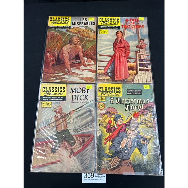 Lot of 4 Vintage Classics Illustrated 15 Cent Comics