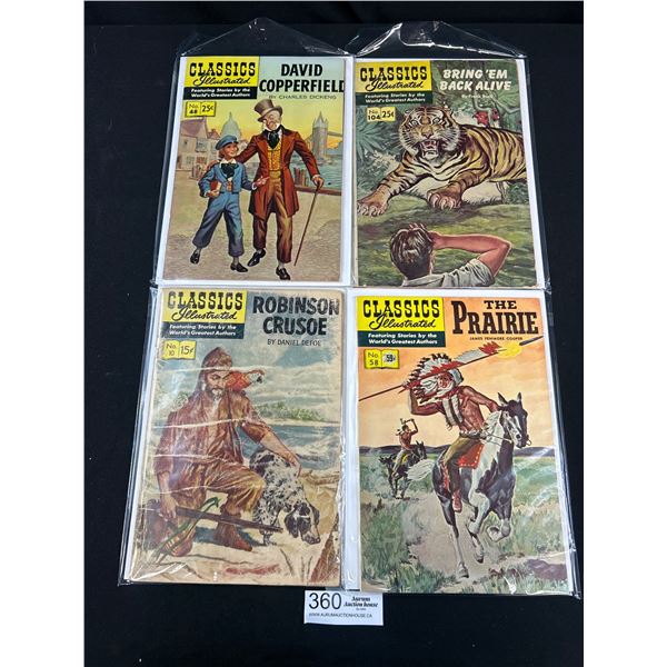 Lot of 4 Vintage Classics Illustrated 15 Cent Comics