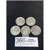 Image 1 : Lot of 5 US Silver and Clad Silver 50 Cent Coins