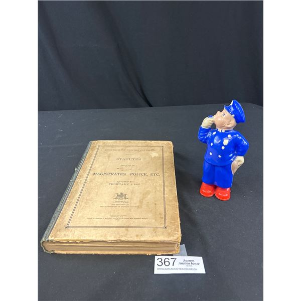 Province of BC 1925 Statutes Magistrates Police etc Book + Vintage Wind Up Police Man