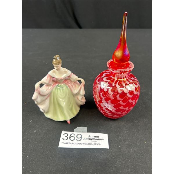Vintage Royal Doulton Sara and A Glass Perfume Bottle