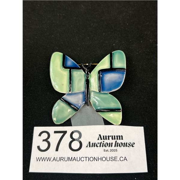 Vintage Enamel Butterfly Brooch Marked HAR