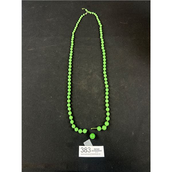 Gorgeous Antique Jadite Bead Necklace C.1920