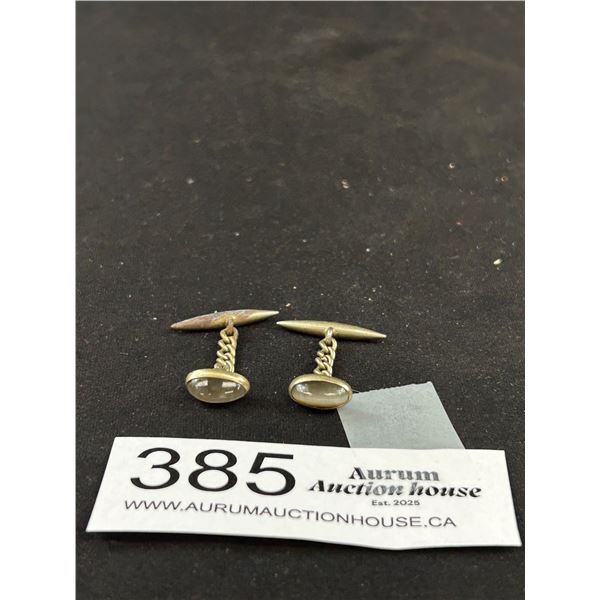 Awesome Antique Silver Gem Set Cats Eye Cufflinks C.1900