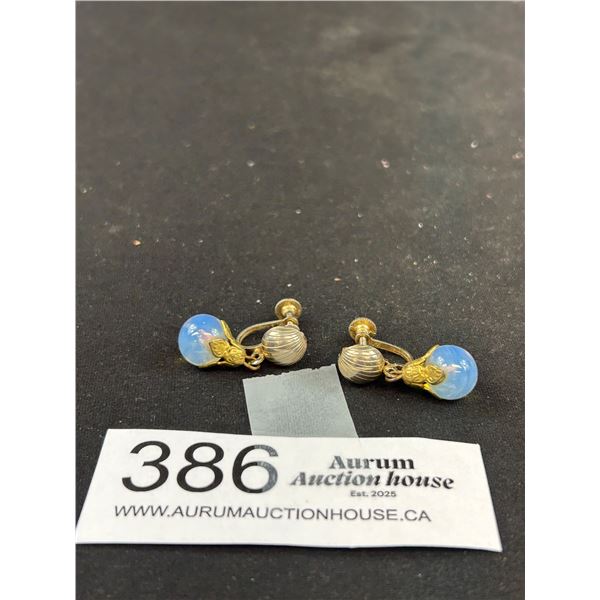 Antique Opaline Glass Drop Earrings