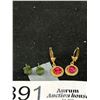 Image 1 : Vintage Earrings Jade Studs Gold Red Stone Earrings