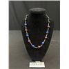 Image 1 : Beautiful! Antique Art Deco Peacock Glass Silver Bead Necklace