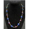 Image 2 : Beautiful! Antique Art Deco Peacock Glass Silver Bead Necklace