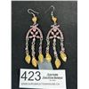 Image 1 : Pair of Vintage Glass Stones Chandelier Earrings