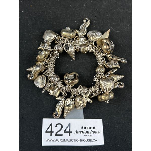 Vintage Silver w/ Lot of Charms Bracelet