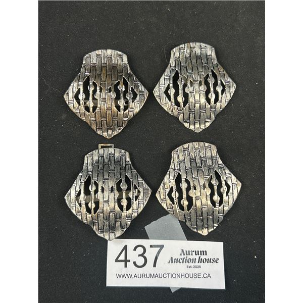 Antique Art Deco 1920s Silver Shoe Clips and Matching Dress Clips