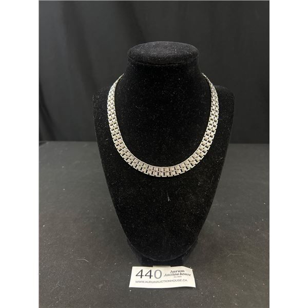 Antique Art Deco Machine Age Silver Necklace