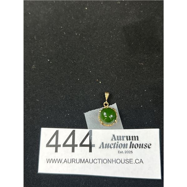 Vintage Marked 10K Genuine Jade Gold Pendant