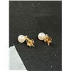 Image 3 : Marked 10K Gold Genuine Pearl Diamond Earrings