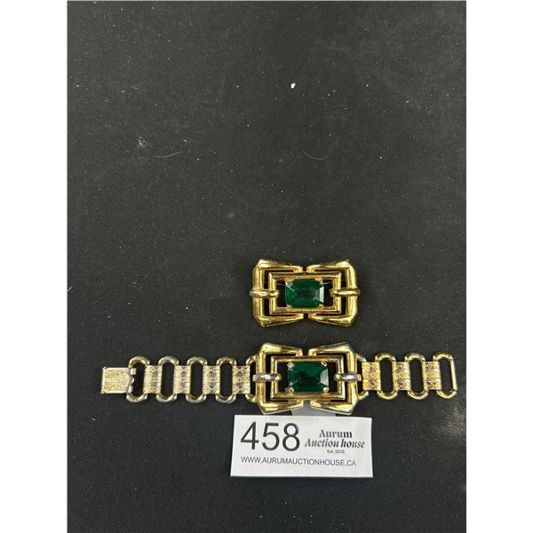 Vintage Gold Enameled Bracelet Set Nice!