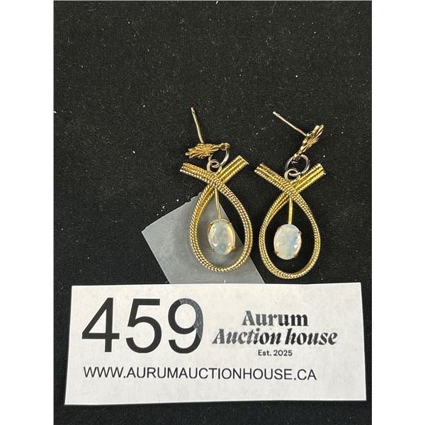 Vintage Gold Opal Earrings- Lovely!