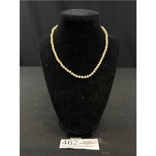 Antique Sterling Hand Knotted Pearl Necklace