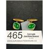 Image 1 : Antique Art Deco Jadite Rose Gold Cufflinks