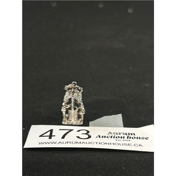 A Large + Heavy Sterling Wishing Well Pendant/Charm