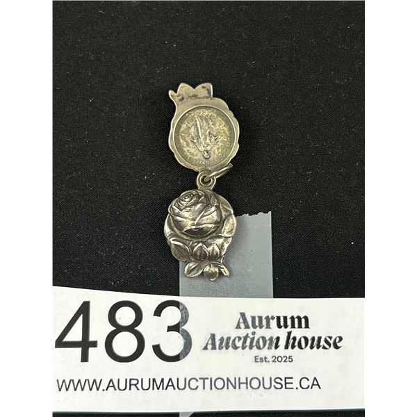 Art Nouveau Silver Opening Rose Pendant