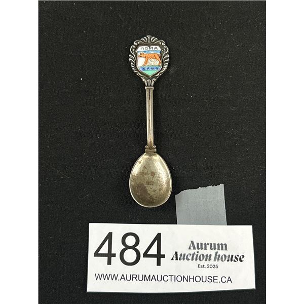 800 Silver + Enamel Salt Spoon (Rome)