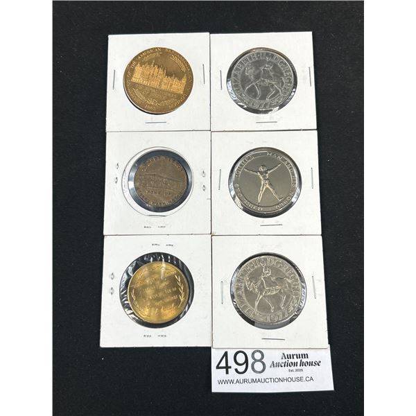 Lot of 6 Large Vintage Trading Tokens