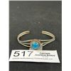 Image 1 : Vintage Hand Crafted Silver w/ Turqouise Stone Open Cuff Bangle