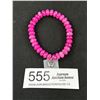 Image 1 : Pink Gem Stone Rondelle Beeads Bracelet w/ Love Heart Charm