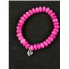 Image 3 : Pink Gem Stone Rondelle Beeads Bracelet w/ Love Heart Charm