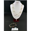 Image 1 : Extra Length (45") Sparkling Crystal Beads Necklace, Designer Mark. + Crytal Bracelet