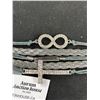 Image 2 : 5 Strands w/ Rhinetone Cross + 8 Design Faith Bracelet, Lobster Clasp